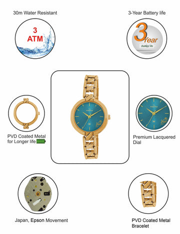 Maxima GOLD Women Blue Dial Analogue Watch - 61612BMLY